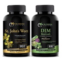 St Johns Wort 900mg-Mood Supplement-Calm Suplimente. Suplimentul DIM 300mg cu Broccoli 200mg BioPerine 10mg-Hormon şi Echilibrul Estrogen pentru Femei & Men.120 Capsule vegetale (doză de 2 luni)