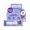 MOSH Blueberry Almond Crunch Keto Proteine Bars, High Fiber, Low Carb, Gluten Free, High Proteine, Brain Healthy Snack, 12 Conte