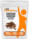 BulkSupplements.com Eleuthero Powder - Siberian Ginseng Powder, Eleutherococcus santinelosus, Ginseng Herbal Supplement - Gluten Free, 500 mg per Serving, 250g (8,8 oz) (Pachet de 1)