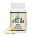 Alpha Acid lipoic 600 mg per Serving, 60 capsule (a treia parte testat, non-GMO, gluten gratuit, Vegan sigur) Antioxidant potent pentru neuropatie și sănătate cardiovasculară (ALA Supliment) de lemn dublu