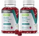 VITEEY Biotin Gummies pentru păr, piele, și unghii 5000mcg - zahăr gratuit - Gumiile de creștere a părului, Skin Healthy luminos, puternic de creștere a unghiilor sănătoase - Vegan, gluten gratuit, gelatină gratuit- aroma de zmeura masticabil