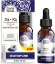 GuruNanda Wellness Bundle: lichid Ashwagandha cu Bacopa (1 Fl Oz) pentru sprijin de focalizare și relaxare și ulei negru de semințe (2 Fl Oz) cu vitamina D3, K2 & E pentru stimularea imună - Vegan & Non-GMO