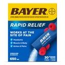 Bayer Rapid Relief Powder Packs cu Aspirină & Cafeina, Dissolvable Rapid Acting Package Relief pentru dureri de cap, dureri musculare și corporale, aroma de zmeură (Pachet poate varia), Pachet de 3 x 10 Count