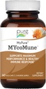 PURE ESSENCE LABS MYCOMune Supplement Immune Supplement - Concentrat Organic Mushroom Powder Extract - Reishi, Lion's Mane, Cordyceps, Chaga, Shiitake, Maitake - 60 Caps