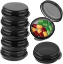 Small Pill Box, Travel Round Pill Case, Portable Medicine Pill Container Holder, Daily Mini Pill Organizer for Purse Pocket to Hold Vitamin Medication Fish Oil Supplement (Black, 7PCS)