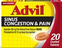 Advil Sinus Congestion and Pain, Sinus Reliever Medicine, Pain Reliever and Fever Reductor with Ibuprofen and Fenilephrine HCl - 20 comprimate filmate