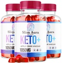 (3 Pack) Slim Aura Keto ACV Gummies - Official Slim Aura Keto Plus Apple Cider Vinegar 1050MG Advanced Formula Gummys, All Natural Premium Formula, Slimaura Gomitas Recenzii, 300 Gumies pentru 5 luni