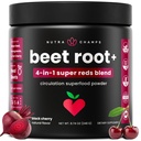 NutraChamps Beet Root Powder Circulation Supplement, Superfood Powder Oxid de azot cu suc de sfeclă, Super Reds & Strugure Seed Extras, No Sugar Beet Supplement - 8.74 Oz