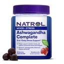 Natrol Ashwagandha Complete Gummy, 3-in-1 Daily Stress Support, Suportă o mai bună stare de spirit, Reduce stresul ocazional și oboseală, 30 Gummes, până la o aprovizionare de 15 zile