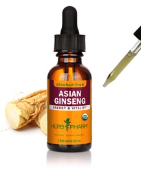 Herb Pharm Asian (Panax) Ginseng lichid Glicerit pentru energie și rezistență, alcool-liber Glicerite, 1 Oz