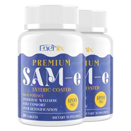1200 MG SAM şi Suplimentul pentru creier, stare de spirit, articulaţie şi ficat, absorbţie mare SAM-e (S-Adenosil-L-Metionină) cu CoQ10, 5-HTP, Enteric Coated 120 comprimate, Vegan