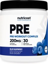 Nutricost Pre-Workout Complex Powder (30 Servings, Blue Raspberry) - Pre-Workout Supplement with Beta-Alanine, Taurine & Amino Acids