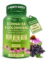 Echinacea Capsule Goldenseal - 10 în 1 Supliment de sprijin imun - 1455mg - Capsule Echinacea Vegană Supliment produs cu alimente organice integrale - Suport sistem imunitar vegetal - 2 luni de aprovizionare