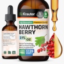 BIO KRAUTER® Hawthorne Berry Supplement - Pure Vegan Hawthorn Berry Liquid Drops 655 mg per Serving 2 Fl.Oz 28 Days of Supply - Use for Global Support & Daily Wellness - Alcool & Sugar Free