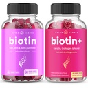 NutraChamps complet Biotin Bundle pentru păr, piele & unghii. Biotină şi Biotin+