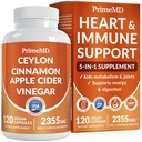 Capsule cu scorţişoară de 5-in-1 Ceylon 2355mg - Scorţişoară de Ceylon şi oţet de cidru de mere cu turmeric, panax ginseng, scorţişoară şi bioperină, 120 ct
