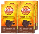 Metamucil, Fiber Thins, Daily Psyllium Husk Fiber Supplement, Supports Digestive Health and Satisfies Hunger, Chocolate Flavor, 48 Total Servings (4 Pachete de 12)