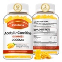 2 pachet Acetil L-Carnitine Gummies, L-Carnitina Supliment pentru femei si barbati, Supliment nutritiv pentru Boost Energy, Imunitate & Brain Health, Vegan, Non-GMO, Mango Flavor, 120 Conte