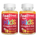 Simțiți-vă mari vitamine Copii DHA Gumies cu Omega 3 6 9, Vitamina C (2-Pack) 