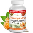 UDAF Organic verificat Ashwagandha cu Pepper negru - 180 capsule - 1965mg Extra Putere pentru Stres, Somn, Mood, Tiroidal, Focus, Păr, Vegan Pure Root Extras pulbere - Bărbaţi şi Femei Suplimente
