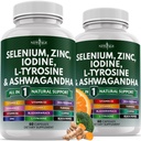NOUA VÂRSTA Seleniu, Zinc, Iod, L Tyrosine, Ashwagandha - Supliment pentru Femei si Barbati cu Bladderwrack, Turmeric, Siliciu Kelp, Schisandra - 120 Conte