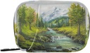 Oil Painting Spring Forest Pill Box 7 zile Pill Case sac de călătorie Pilula Organizator sac cu Zipper Portabil Weekly Case Compact Dimensiune pentru Deținătorul Suplimentului de vitamine