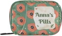 Custom Pill Box 7 Day Pill Case Bag Vintage Poppies Floral Personalized Name Travel Pill Organizer Bag with Zipper Portable Weekly Case Compact Size for Vitamin Supplement Holder