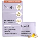 Perelel 1 Trimester Prenatal Pack, Multivitamine cu Folat, Vitamina D, Omega 3, Fier & Ginger, Suport nutritional pentru sarcina precoce, Soy & Gluten Free, Non-GOM, 30 Daily Pill Packs