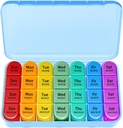 Weekly Pill Organizator, Travel Pill Box Case (7-Ziua / 4-Times-A-Ziua) cu Compartimente mari pentru a deține O mulțime de uleiuri de pește, vitamine, Dimineața după-amiaza noapte medicament dispenser (Blue)