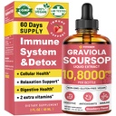 Graviola Soursop Leaf Extract lichid - Soursop Bitters lichid, Suport Immune, Relaxați-vă, Ficat și Somn, Zahăr & alcool-Free, Formula extrem de absorbabil, Aroma de căpșuni, 2 Fl Oz