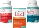 15% Bundle Utiva Cranberry PACs Supliment pentru tractul urinar Sănătate 30 Vegi Capsule + Utiva Probiotic pentru gută şi tract urinar Sănătate 30 Lansare întârziată Vegi Capsule + Utiva Bladder Health 60 Capsule