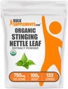 BulkSupplements.com Organic Stinging Nettle Extract de praf - Nettle Leaf Extract, Herbal Supliment - Vegan & Gluten gratuit, 750mg per Serving, 100g (3.5 oz) (Pachet de 1)