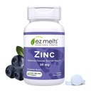 EZ Melts Zinc - Supliment pentru Immune, Digestive & Skin Health Support - Non-GMO, Vegan & Gluten-Free - Blueberry Blast - 60 comprimate dissolvabile (60 Servings)