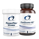 Design-uri pentru sănătate Flash fierbinte și suport vaginal Bundle probiotic - FemGuard-HF (60 capsule) pentru a ajuta la diminish Menopauza ușoară Flash-uri fierbinți + Femei Probiomed (30 capsule) Probiotic Gut & Vaginal