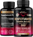 Benfotiamină 300 mg - Suport pentru nervi, Suport pentru energie și metabolism - Suplimentul pentru benfotiamină Vitamina B1 grasă Soluble - foarte biodisponibilă și absorbabilă - cu tiamină, vitamina B12 și B6 - 90 capsule