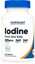 Iod nutricost (iod natural din Kelp de mare) 325mcg, 240 comprimate - non-GMO, gluten liber