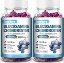 2 Pack 3000mg Glucosamină Chondroitin cu MSM Gummies & Elderberry, Extra Putere Asistență comună Sănătate, Flexibilitate, Antioxidant, Supliment imunitar Gummy pentru adulți, Bărbați și femei 120 Conte