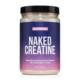 Creatina NAKED - Creatină cu aromă de căpșuni Monohidrat - Pulbere de căpșuni reale, fără aditivi, creștere musculară, Vegan, non-GMO, gluten gratuit, soia gratuit - 45 Serviri