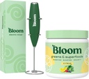Bloom Nutrition Superfood Greens Powder, Enzime digestive cu probiotice și prebiotice, Sanatate Gut, Bloating Relief, Citrus + Milk Frother Mixer de mână puternic