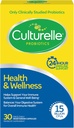 Culturelle Health & Wellness Daily Probiotic Supplement pentru bărbați și femei, ajută la susținerea sistemului imunitar, diaree ocazională, gaz și balonare, 15 miliarde CFU, non-GMO, 30 Conte