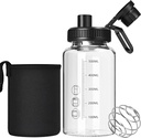 Sticla Shaker de sticlă,22oz BPA-Free Odorless Shaker Sticla cu 304 Ball din oțel inoxidabil și Perie de curățare detașabil pentru amestecuri de proteine fitness (1Pachet)