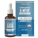 Organic L Methylfolate 7,5 mg Plus metil B12 Cofactor - Organic Active 5-MTHF Forma, Forma Superioară de Folat - Aroma organică Berry, formă sublinguală lichid 