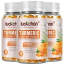 Curcumina curcumina cu ghimbir si piper negru Suplimentul plantei-240 Conte pentru adulți și copii, 2400mg - Tumeric Gummy Suplimente Vegan, Organic, Gelatină-Free 3 Pack