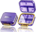 Acedada cutie pilula mica, Organizator Pilula de călătorie, Compact 7-compact Pilula rezistent la umiditate pentru Purse, Chic Daily Pill Container, Portable Medicine & Vitamina Detinator pentru ulei de pește și suplimente, Purple