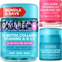 MAREE Bundle - Vitamina B1 Tiamine Gummies, Lip Mask, Face Moisturizer - A, E, D, C Vitamine - Colagen & Acid hialuronic, Retinol- Complex pentru piele, Nails, Păr - Mască pentru buze uscate - Aging Cream