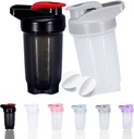 Shaker Bottle Proteine Shakes Cup și 10-Ounce / 300ML ShakerBottle cu bile Whisk, Set de ShakerBottles proteine, non-BPA plastic (Black+Grey(2PCS)))