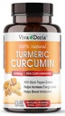 Viva Doria Turmeric Curcumin cu extract de piper negru 2250 mg, 95% Curcuminoide standardizate - Pepper negru pentru absorbţie maximă, 120 capsule vegetale