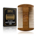 BRV Men Beard & Mustache Comb, 100% Natural Green Sandalewood, Pocket Beard Comb cu carieră, Wooden Beard Comb pentru bărbați pentru toate tipurile și stilurile de păr și barbă