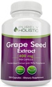 Extract pur Holistic de struguri 20.000 mg - 250 capsule Vegan - 8+ luna de aprovizionare - Standardizat la 95% Polifenoli - 400 mg pe capsulă - Putere maxima Seminte de struguri - non-GMO & Pesticide Free