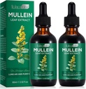 2 Pachet Mullein picături pentru plămâni, Suplimente naturale Mullein Herbal, Extract de frunze Mullein pentru Lung Curățenie și asistență respiratorie, 2.02 fl oz